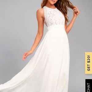 Forever and Always white lace maxi dress
